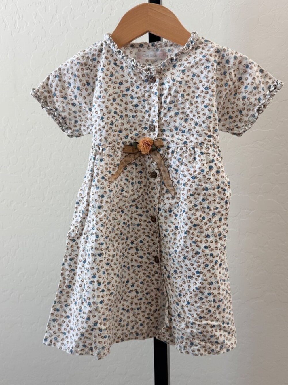 Ciei Blue brown Blue Ditsy Flower Western Dress sz 5